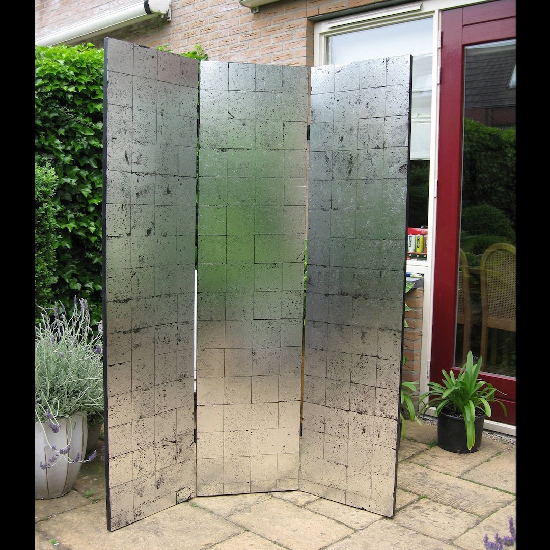 Handmade Roomdivider, Wooden Room Divider, Paravent, Thee Parts Room Separator, Folding Screen