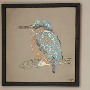 Eisvogel-Malerei, Eisvogel aus Holz, Eisvogel Geschenk Wand Panel, Vogel Liebhaber Geschenk, Eisvogel Kunst, Gemälde mit Eisvogel