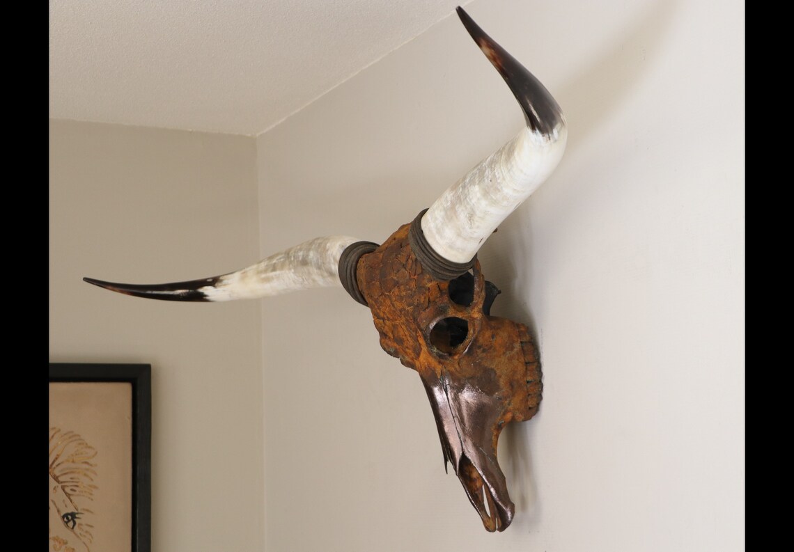 Iron Rusted Longhornskull Living Room Decor Longhorn Wall - Etsy