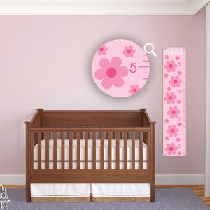 Groeimeter voor meisjes - roze bloemen kinderen kamer muur Decor - aangepaste muur opknoping - Kinder gepersonaliseerde groeimeter - Floral Decor