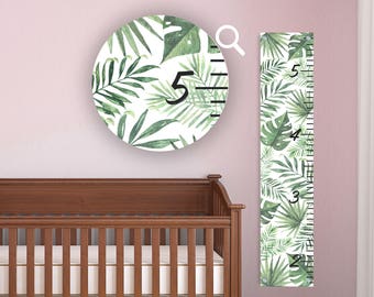 Growth Chart for Children - Kids Room Tropical Leaves Wall Decor - Tropical Wall Hanging - Children's Rainforest Growth Chart - Wall Art