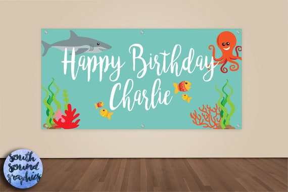Ocean Happy Birthday Banner Sea Creatures Photo Backdrop Etsy Ocean Happy Birthday Banner Sea Creatures Photo Backdrop Etsy