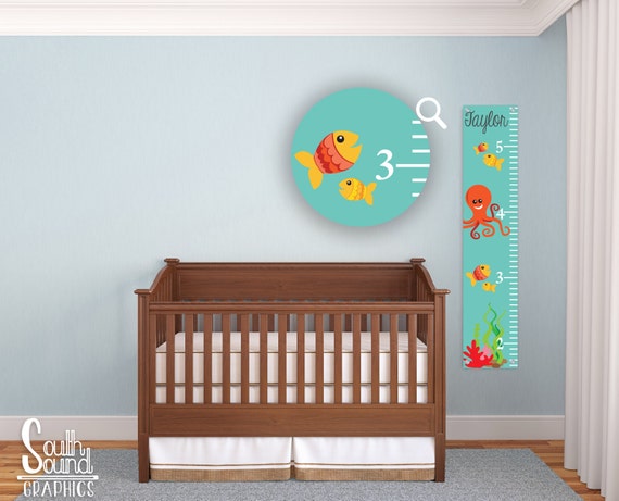 Kids Growth Chart Under The Sea Room Wall Decor Ocean Etsy