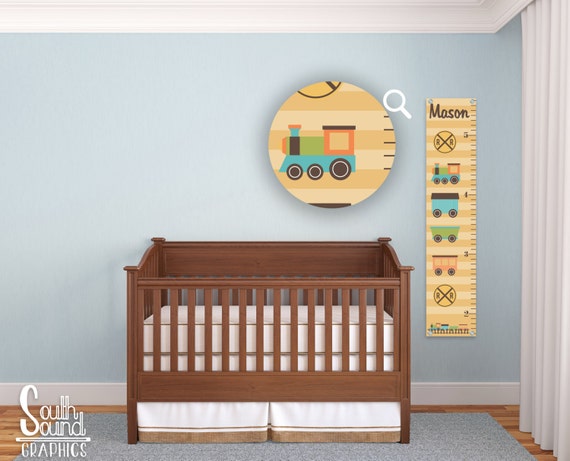 Growth Chart For Boys Kids Room Wall Decor Train Custom Wall Hanging Children S Personalized Growth Chart Kids Train Bedroom Decor