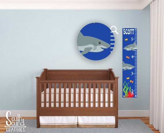 Kids Growth Chart Under The Sea Room Wall Decor Ocean Custom Wall Hanging Children S Growth Chart Sharks Fish Sea Life Bedroom