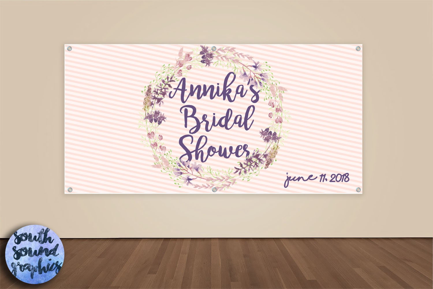 Bridal Shower Banner Floral Wreath Wedding Shower Photo Etsy