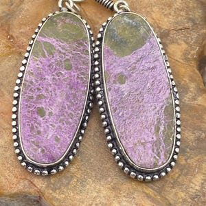 Purpurite Earrings – 2.2 Inches – 925 Silver – Includes Organza Gift Bag