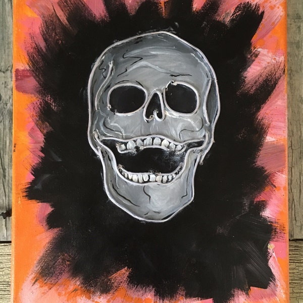 Neon Skull Canvas Painting