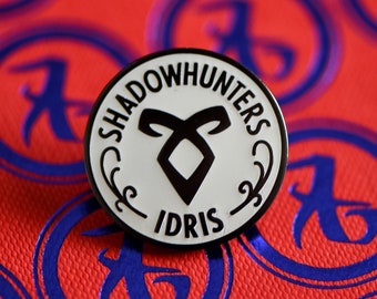 Schattenjäger Hard Emaille Pin- Stele, Leuchtspuren, Iris, Bücherwurm, Runen, Pin, Bücherwurm, Nephilim, Idris