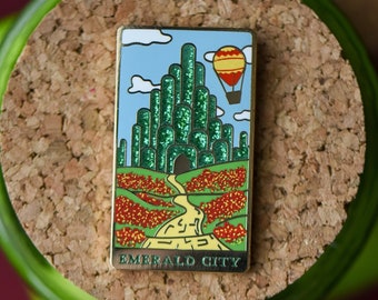 Wizard of Oz Emerald City hard enamel pin - gold plated, classic literature, wicked, dorothy, children's book, reader gift, bookish