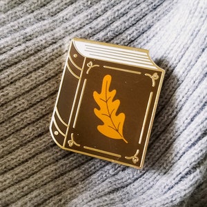 Fall Library Pin Fall Into Books Hard Enamel Pin - Cute Pin, Autumn, Leaves, Book Pin ...