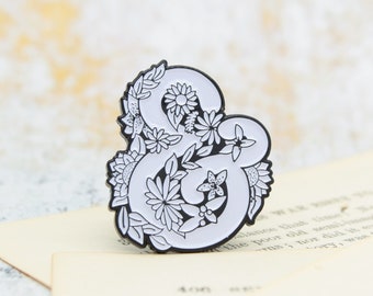 Floral ampersand pin- soft enamel, pretty pin, cute pin, reader gift, writer gift, book pin, literary, librarian, teacher, for mom, flair