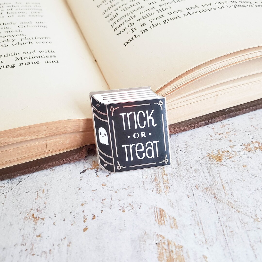 Trick or Treat Enamel Pin - Cute Ghost, Costume, Kawaii Ghost, October ...