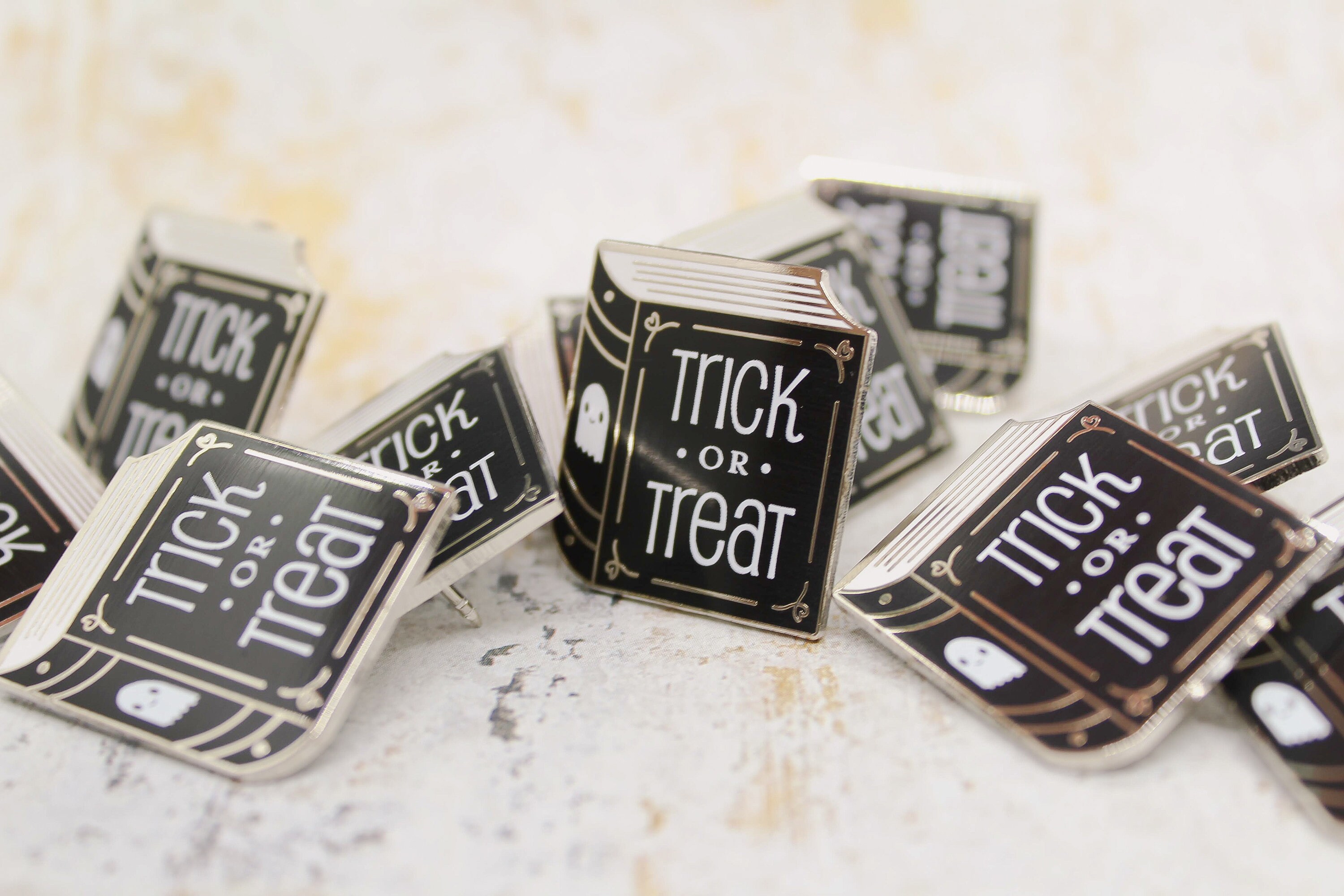 Trick or Treat Enamel Pin - Cute Ghost, Costume, Kawaii Ghost, October ...
