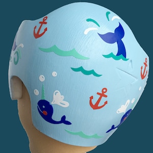Cranial Band Decals, Baby Cranial Helmet Sticker Design, Narwhal Nautical Anchor Themed Baby Boy DocBand doc band sticker decals