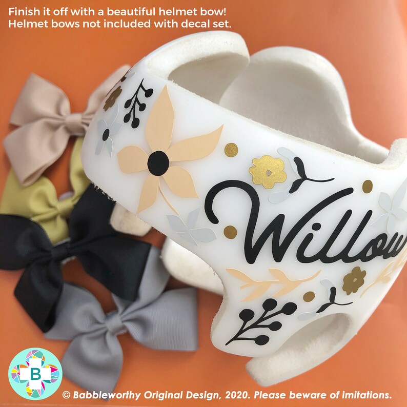 Doc Band Decals Neutral Floral Cranial Band Decals Cranial Etsy