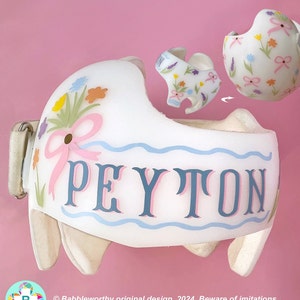 Cranial Band Decals, Spring Easter Bow Floral Docband Stickers Only, Helmet NOT included, Baby Helmet Decal Decoration for Cranial Helmet