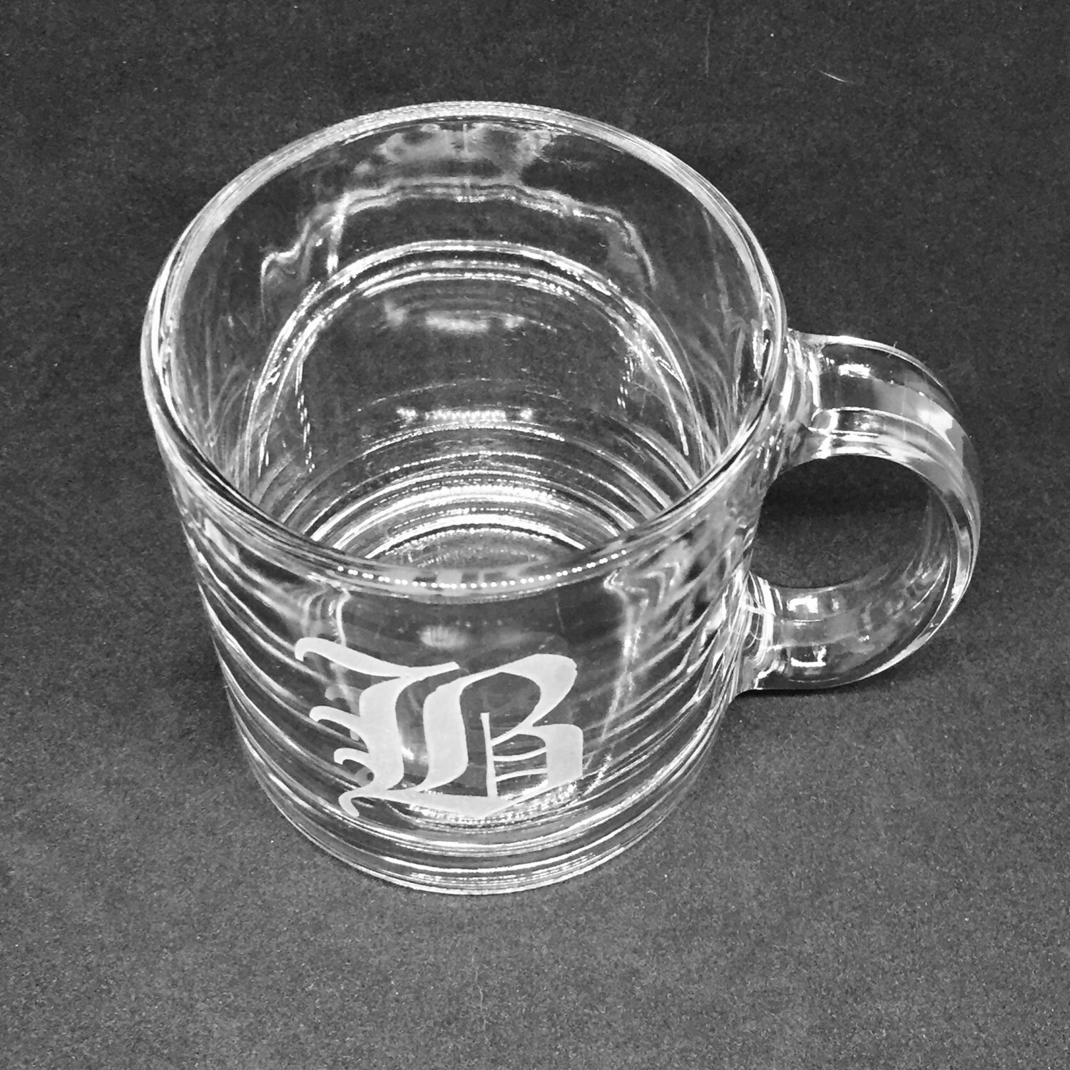 Etched Garrick glass personalized espresso cups set of 2 initials RHH