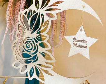 Crescent Moon Ramadan Flower Moon Decor, Ramadan Decoration,
