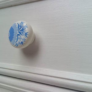 New! Unique Floral Drawer and Dresser Knobs, Hand painted, Blue and white nursery knobs, Cupboard knobs, Petrykivka Knobs, Floral Pink Knobs