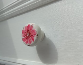 Hand painted flower knobs, wooden knobs for cabinets, Ukrainian petrykivka knobs, drawer knobs, dresser knobs, floral knobs, knobs nursery