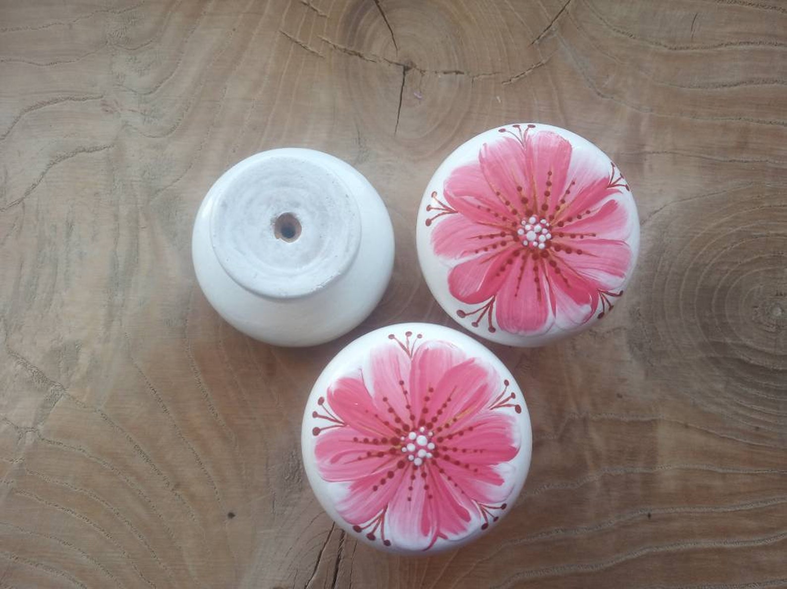 Hand Painted Flower Knobs, Wooden Knobs, Ukrainian Petrykivka Knobs