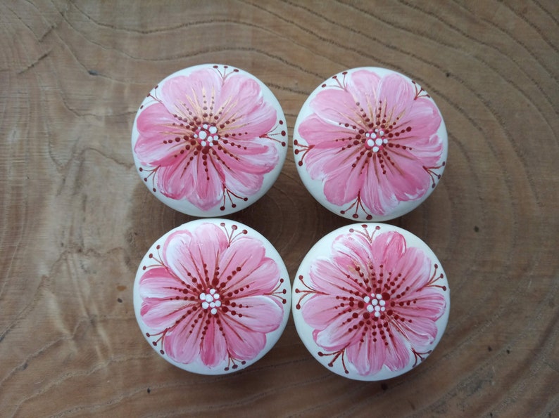 Hand painted flower knobs wooden knobs Ukrainian petrykivka Etsy