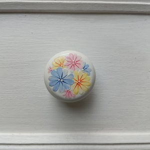 Hand-Painted Floral Cabinet Knob, Ukrainian Petrykivka Wood Knob