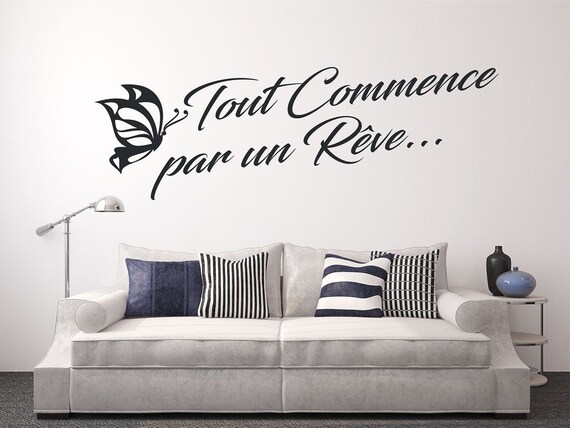 Sticker Mural Decalmile Citation Amour - Noir, 30x90cm - Autocollant Déco Pour Chambre Ou Salon