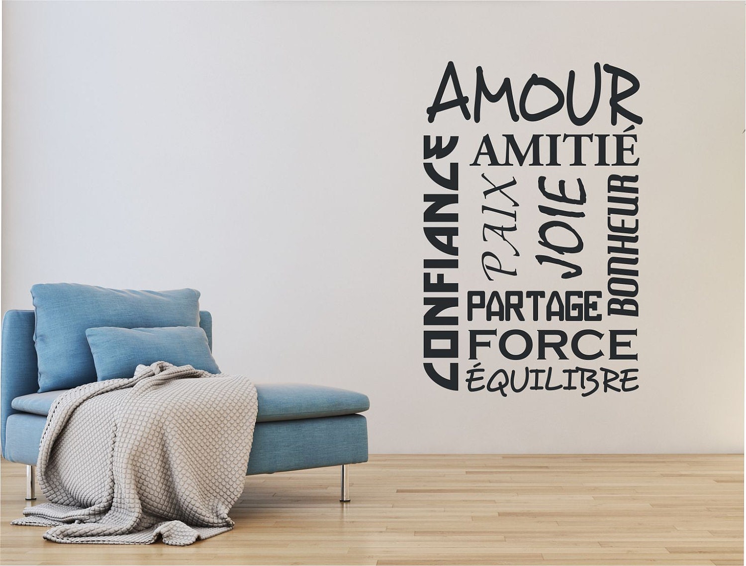 Texte mural Sticker mural Autocollant Décalque Français Etsy