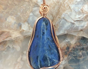 Brass Wire Wrapped Sodalite DT Point Ring