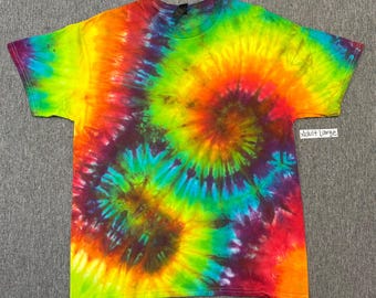 Rainbow Double Spiral Tie Dye Shirt Adult Large