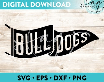 Bulldogs Pennant Flag Instant Digital Download Cut File for Cricut, Silhouette & More - svg - eps - dxf - png