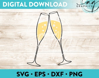 Toasting Glasses Of Champagne Instant Digital Download Cut File for Cricut, Silhouette & More - svg - eps - dxf - png
