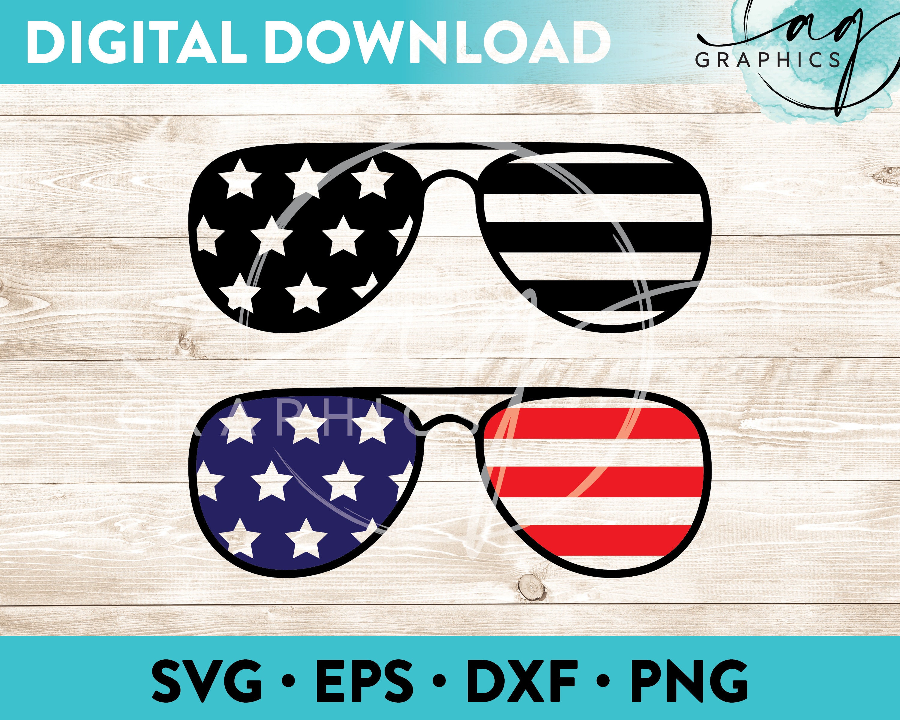 American Flag Aviator Sunglasses Instant Digital Download Cut File for