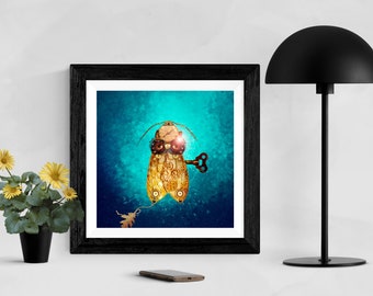 Printable wall art-Steampunk Butterfly, Surreal. Multiple Sizes. 16x16in, Wall art, home décor, INSTANT DOWNLOAD, Digital print,  jpg