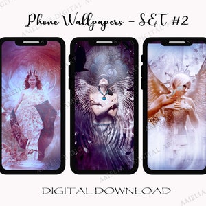 Set #2 of 3 iPhone/Android Wallpapers, Phone Background, Surreal, Unique Original Art, Instant Download, Phone Wallpaper, Digital Download
