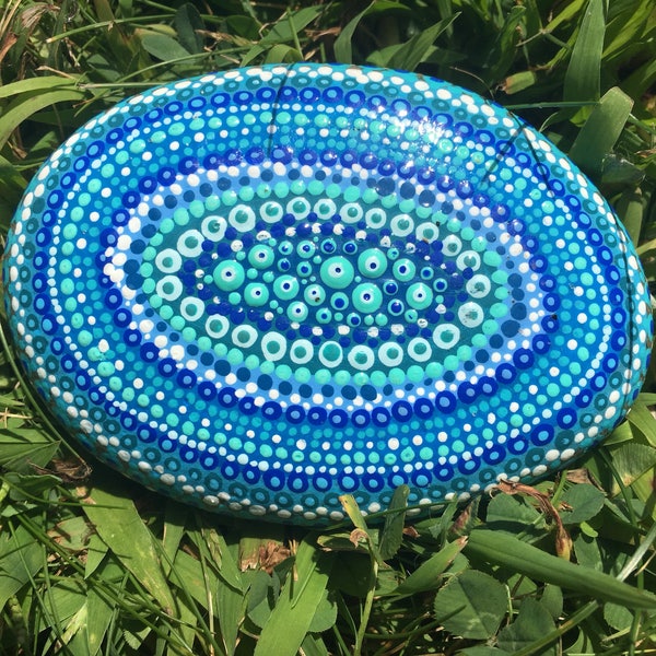 Large Evil Eye Paperweight / Light Door Stopper / Plant or Garden Marker / Office Work / Napkin Weight / Pointillism Dots / Acrylic Paints