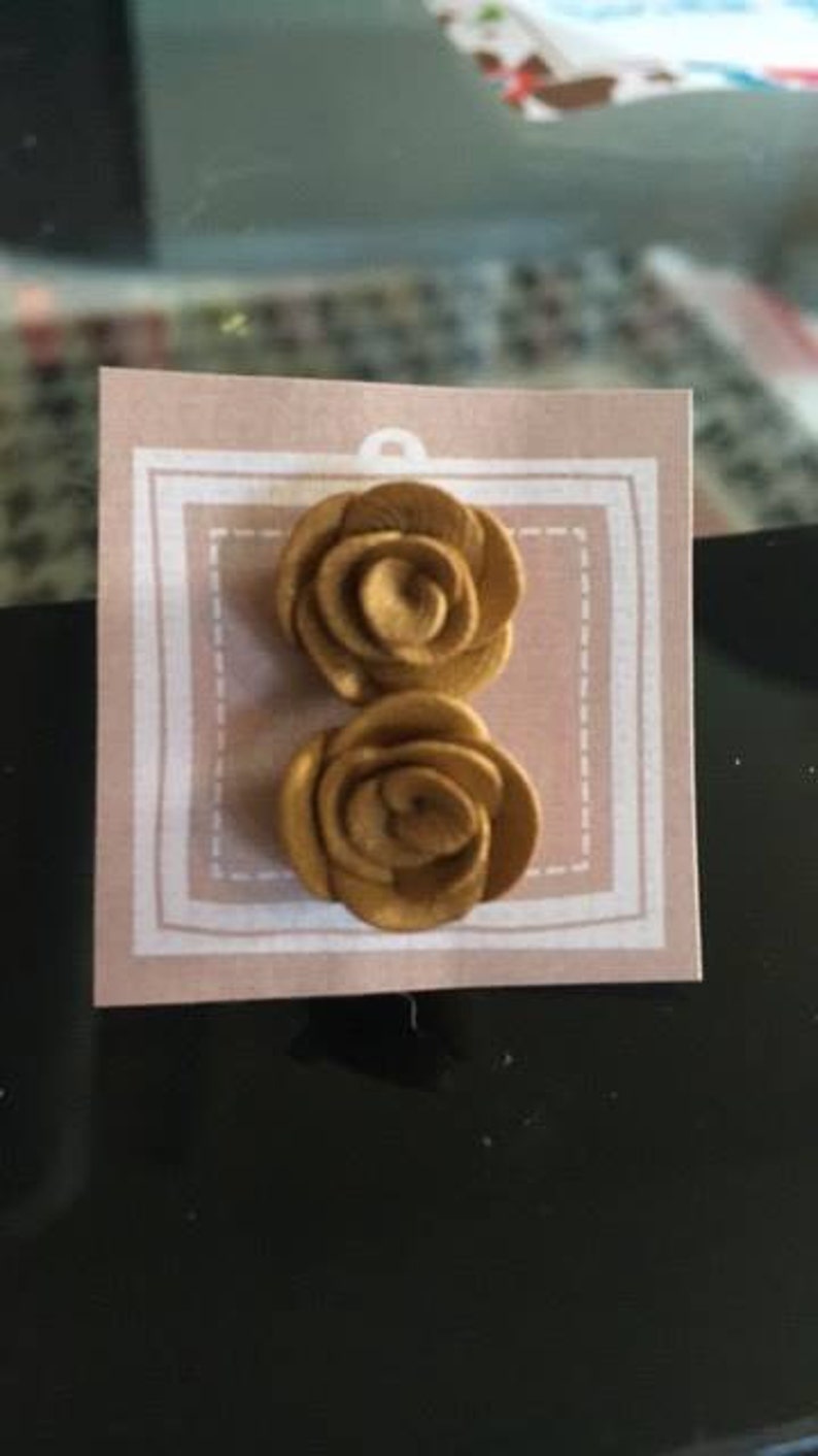 Rose Stud Earrings Polymer Clay Flowers Handmade Jewelry Rose Petal Studs Various Colors