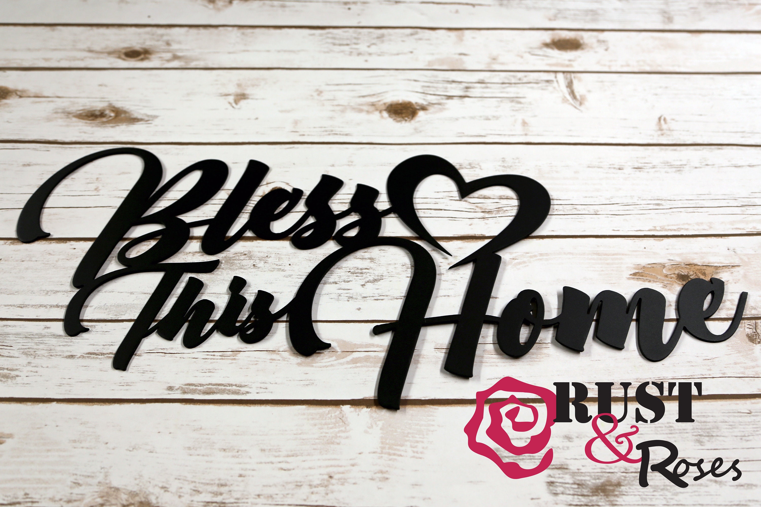 Bless This Home Metal Wall Art in Script Bless This Home Sign Etsy