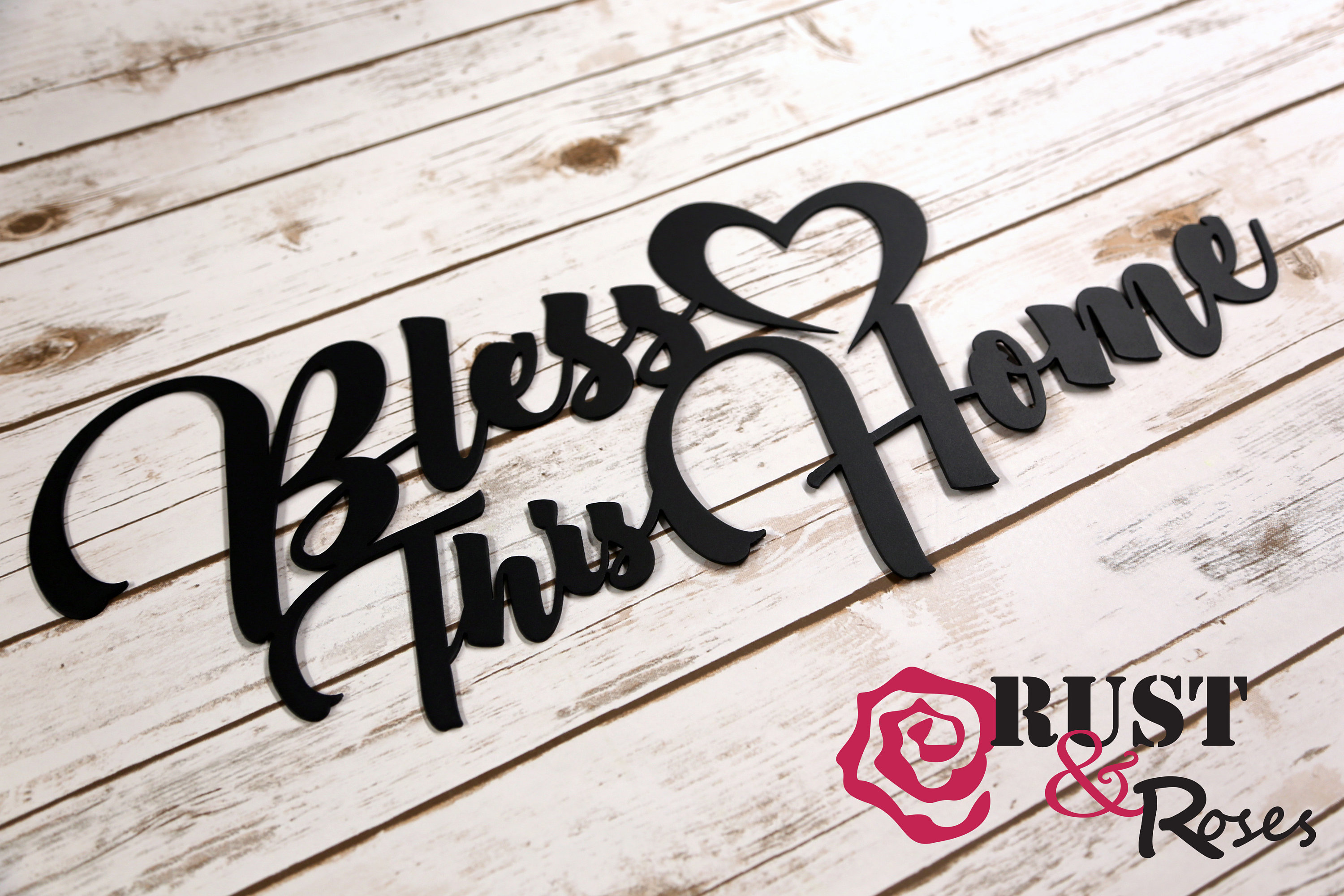 Bless This Home Metal Wall Art in Script Bless This Home Sign Etsy