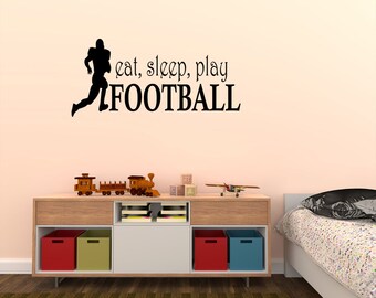 Gym Football Wall Decal Bedroom walls Large Inspirational Jersey Vinyl Sticker Quote for Office Locker room American Football Wall Art