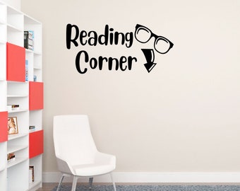 Design with Vinyl Reading Corner School Daycare Preschool Classroom Library Teacher Kids Students Boy Girl Wall Decal Size 10 Inches X 20 Inches Color Black