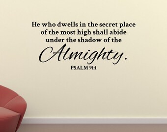 Black Psalm 91:1 Bible Verse Vinyl Wall Decal by Scripture Wall Art 11x22 Black Psalm 91:1 Bible Verse Vinyl Wall Decal by Scripture Wall Art 11x22