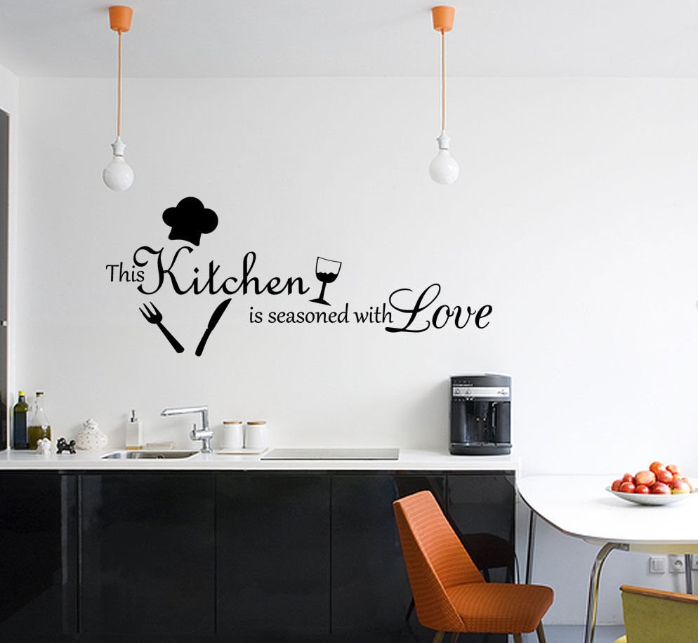 This Kitchen is Seasoned With Love Wall Art Sticker Quote - Etsy