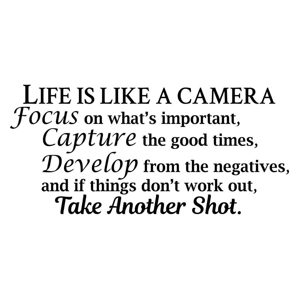 Life is Like a Camera Photo Family Art Wall Decal Quotes Etsy