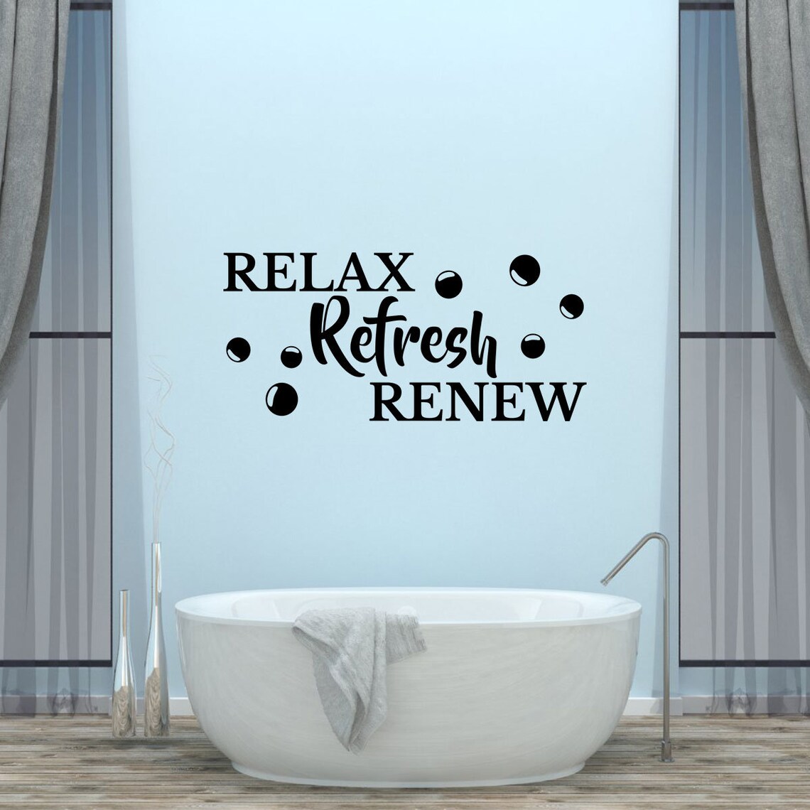 Wall Decal Quote Relax Refresh Renew Lettering Bath Vinyl Etsy