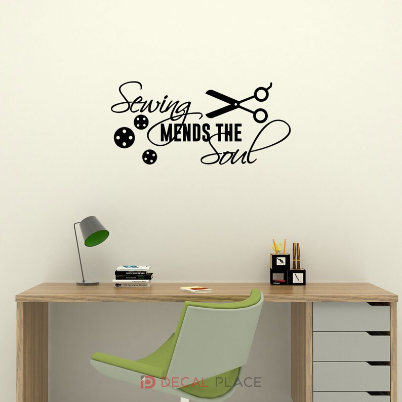 Craft Room Wall Decal Sewing Mends the Soul Sewing Room Vinyl Etsy
