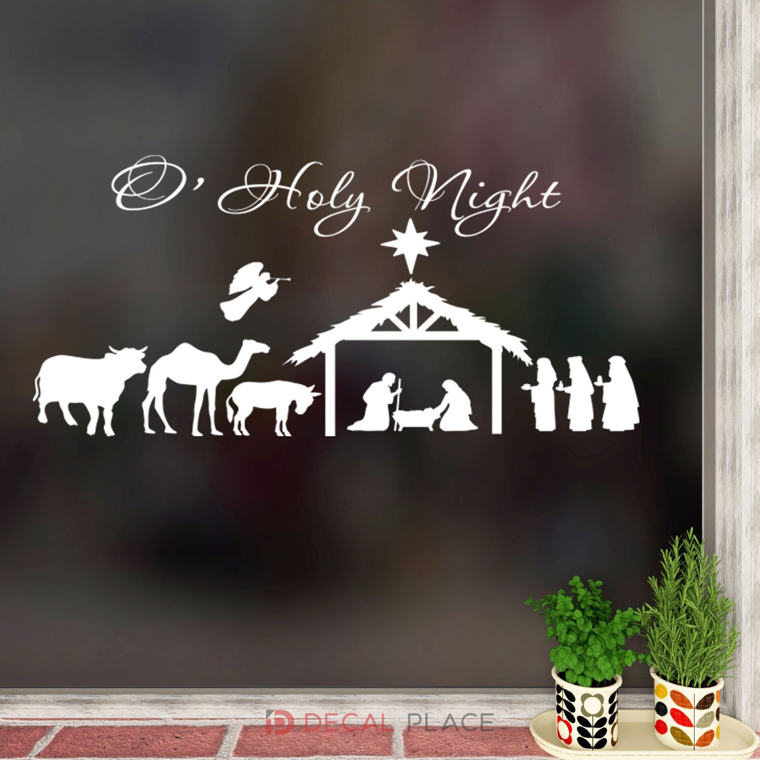 Christmas Nativity Scene Window Stickers Reusable 43x30cm, 