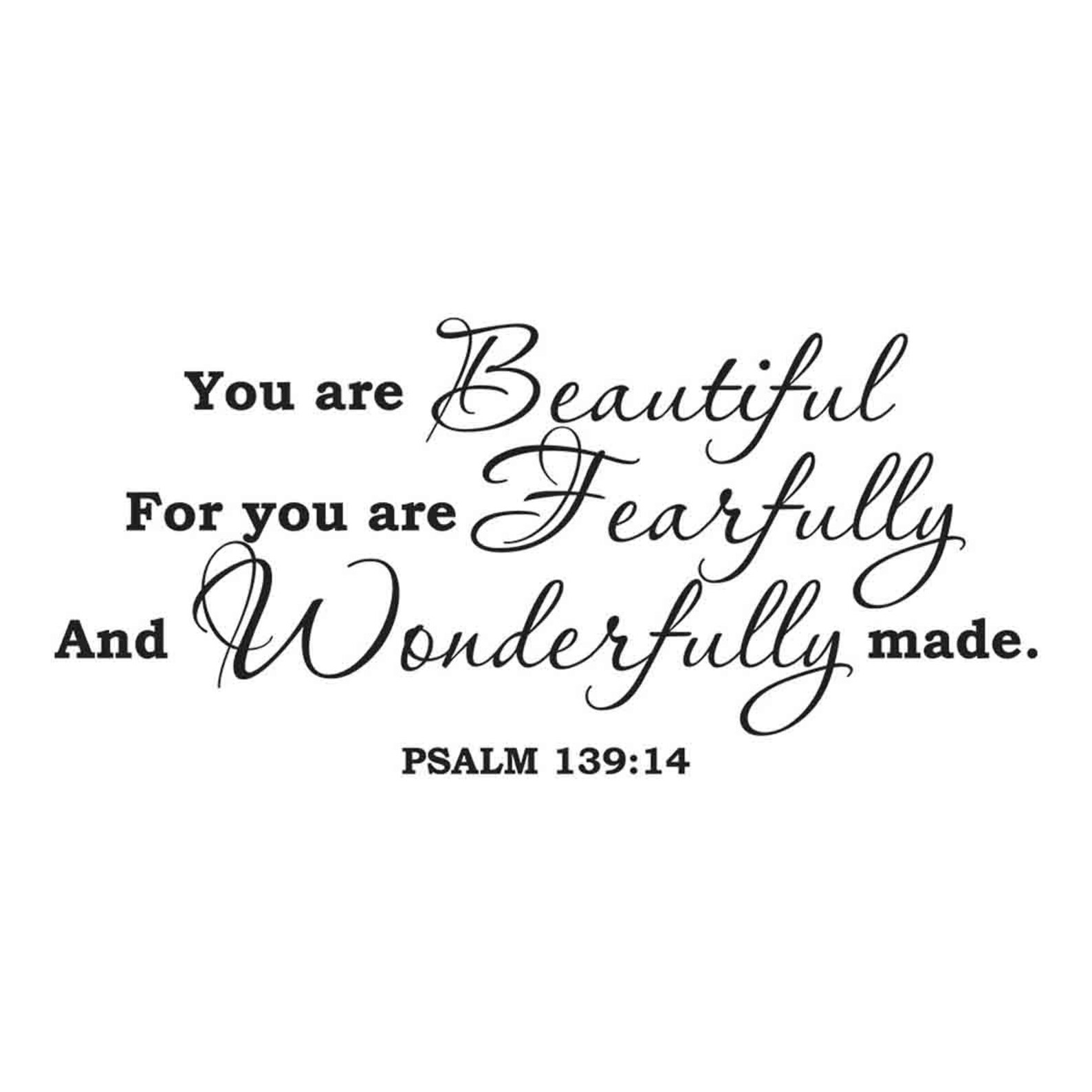 Wall Decal Quote Psalm 139:14 You Are Beautiful Bible Verse - Etsy